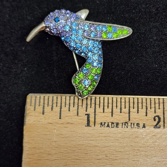 Hummingbird Brooch With Multicolor Rhinestones By Monet - Picture 2 of 5